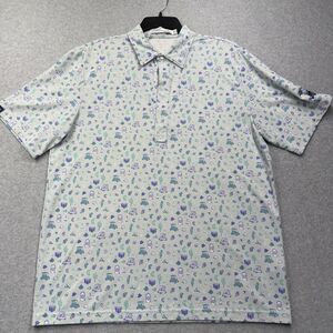 Criquet Mountain Aire Men's L Golf All Over Print SS Polo Shirt Light Gray Blue